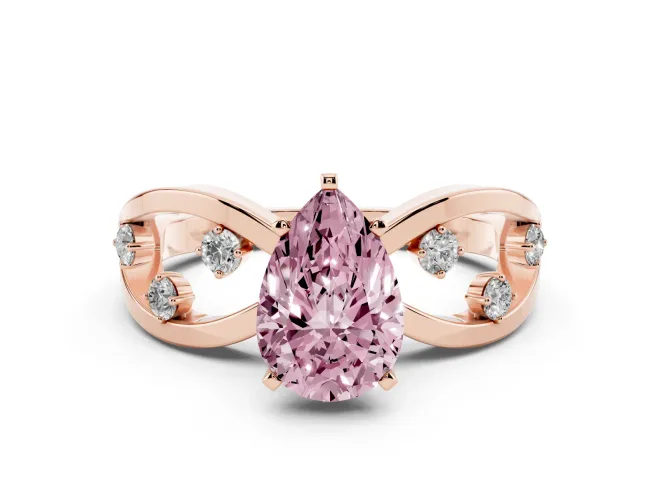 Pear-Shaped Loop Engagement Ring Setting for a Fancy Pink Lab-Grown Diamond | Rose Gold