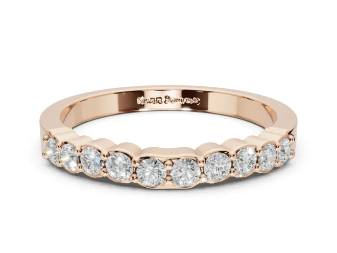 Round Lab-Grown Diamond U-Prong Set Wedding Band | Open Side Arcs | Rose Gold