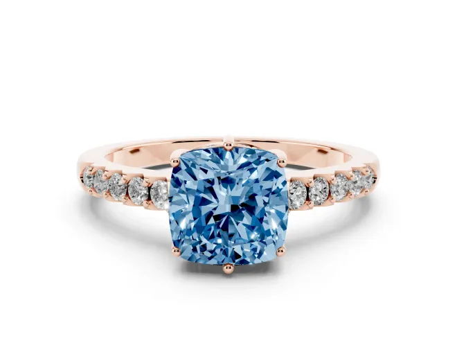 Cushion Cut Engagement Ring Setting for a Fancy Blue Lab-Grown Diamond | Rose Gold - Design NV-24649