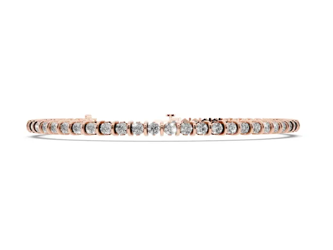 Round Lab-Grown Diamond Bar Set Tennis Bracelet | Open Sides | Rose Gold