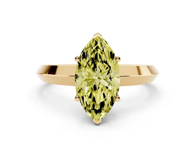 Marquise Knife-Edge Engagement Ring Setting for a Fancy Yellow Lab-Grown Diamond | Yellow Gold
