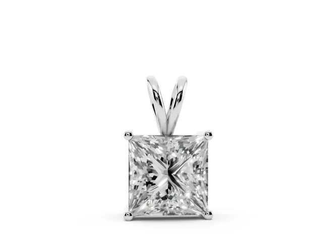 Princess Cut Lab-Grown Diamond Solitaire Pendant | Split Bail | Sterling Silver