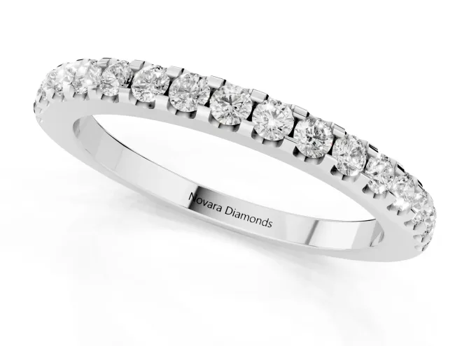 Round Diamond Pavé Eternity Band Set in Platinum with Micro Prongs – second view