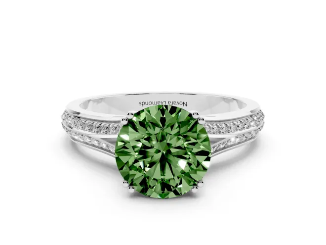 Round Split Shank Engagement Ring Setting for a Fancy Green Lab-Grown Diamond | White Gold