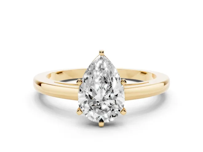 Pear-Shaped Solitaire Engagement Ring Setting | Basket Rail | Yellow Gold