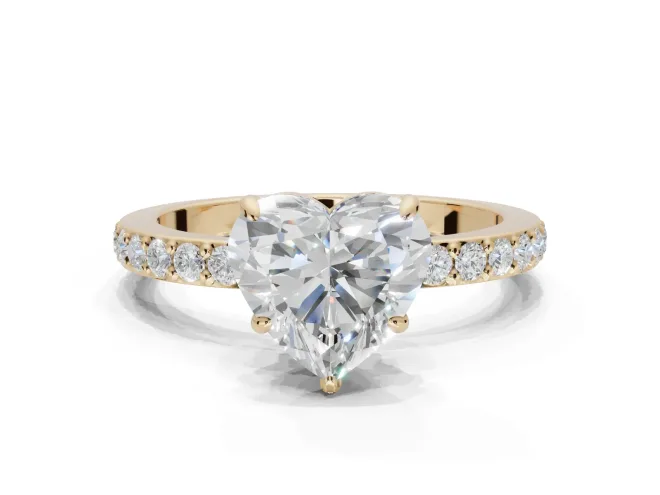 Heart-Shaped Hidden Halo Engagement Ring Setting | Yellow Gold
