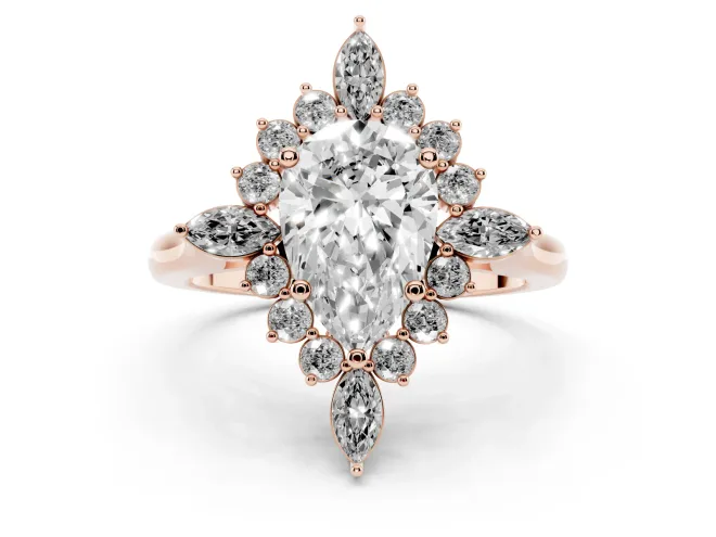 Pear-Shaped Cluster Halo Engagement Ring Setting | Rose Gold