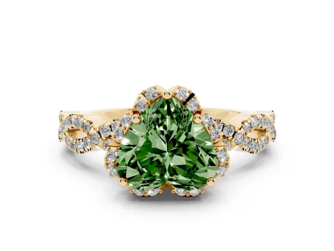 Heart-Shaped Halo Engagement Ring Setting for a Fancy Green Lab-Grown Diamond | Yellow Gold - Design NV-24725