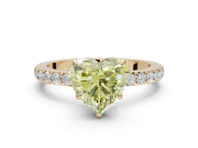 Heart-Shaped Pavé Engagement Ring Setting for a Fancy Yellow Lab-Grown Diamond | Yellow Gold - Design NV-24928