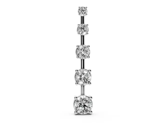 Round Lab-Grown Diamond Graduated Vertical Bar Pendant Necklace | Prong Baskets | Sterling Silver