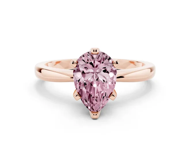 Pear-Shaped Tapered Solitaire Engagement Ring Setting for a Fancy Pink Lab-Grown Diamond | Claw Prong Head | Rose Gold