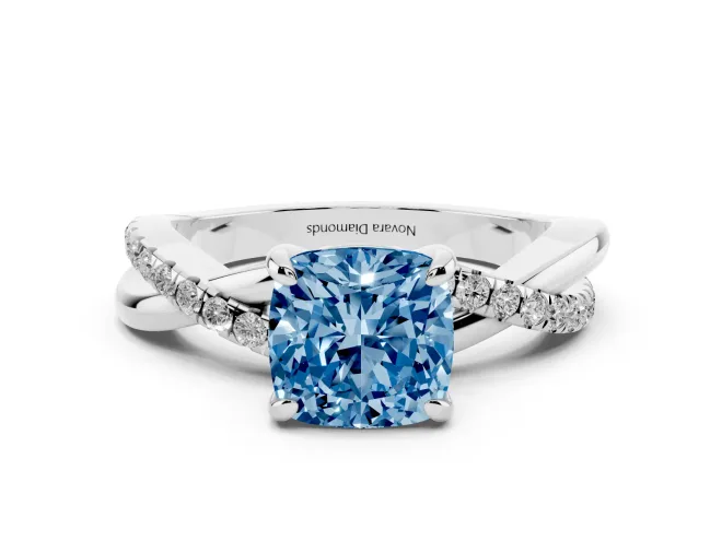 Cushion Cut Twist Engagement Ring Setting for a Fancy Blue Lab-Grown Diamond | Sterling Silver