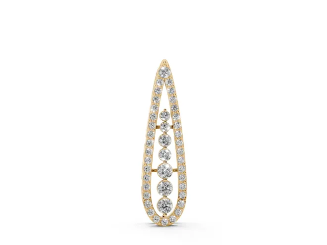 Round Lab-Grown Diamond Graduated Pavé Teardrop Pendant Necklace | Open Frame | Yellow Gold