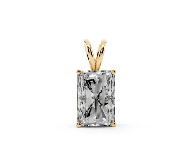 Radiant Cut Lab-Grown Diamond Solitaire Pendant Necklace | Split Bail | Yellow Gold