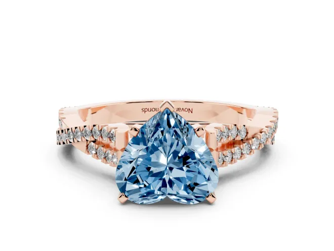 Heart-Shaped Twisted Engagement Ring Setting for a Fancy Blue Lab-Grown Diamond | Rose Gold