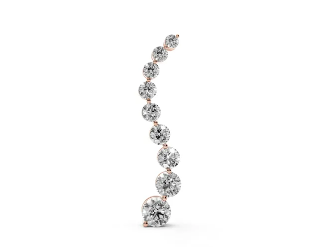 Round Lab-Grown Diamond Graduated Curve Pendant Necklace | Linked Prong Heads | Rose Gold