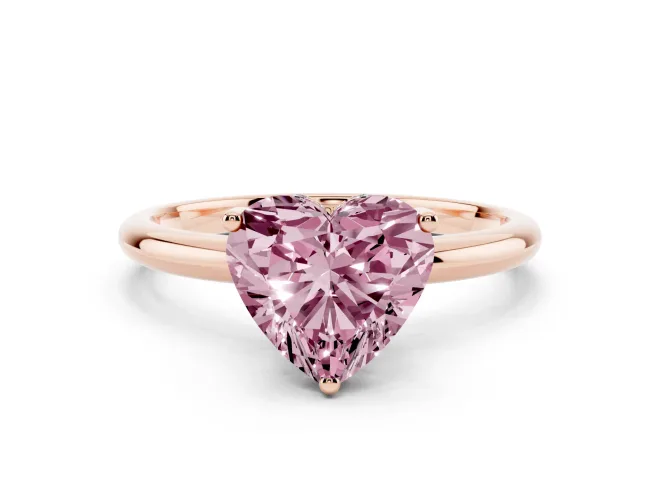 Heart-Shaped Micro-Prong Hidden Halo Engagement Ring Setting for a Fancy Pink Lab-Grown Diamond | Plain Band | Rose Gold