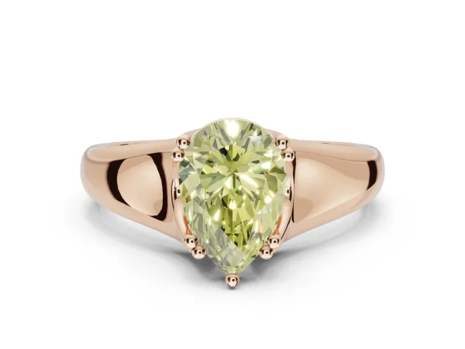 Pear-Shaped Double Claw Solitaire Engagement Ring Setting for a Fancy Yellow Lab-Grown Diamond | Rose Gold