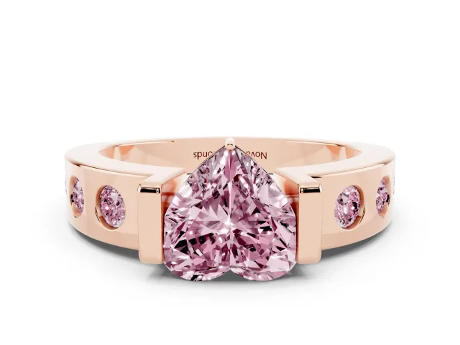 Heart-Shaped Tension Style Engagement Ring Setting for a Fancy Pink Lab-Grown Diamond | Rose Gold