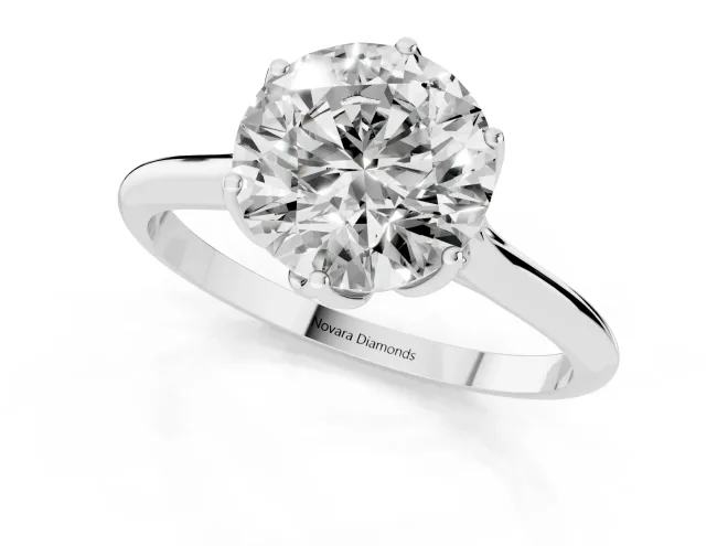 Round Cut Diamond Solitaire Cathedral Ring Set in Silver with Prong Setting – second view