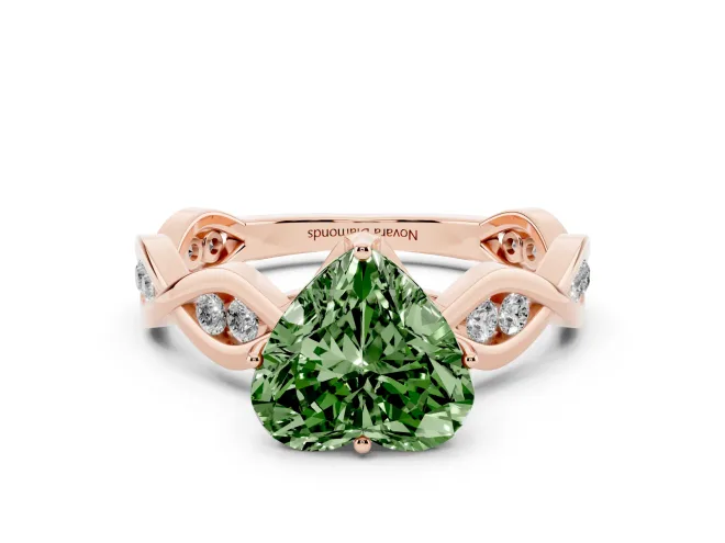 Heart-Shaped Twisted Infinity Engagement Ring Setting for a Fancy Green Lab-Grown Diamond | Accented Strands | Rose Gold