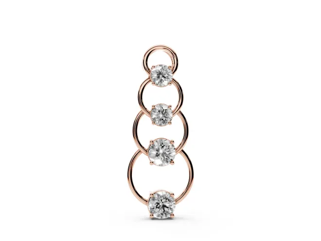 Round Lab-Grown Diamond Linked Circle Drop Pendant Necklace | Plain Wire | Rose Gold