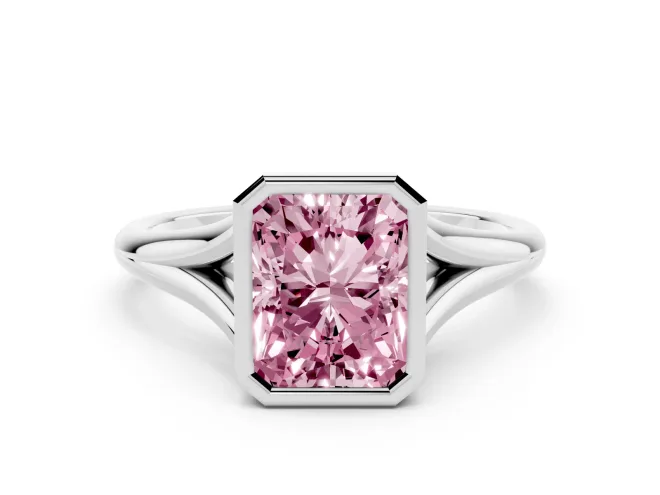 Radiant Cut Bezel Engagement Ring Setting for a Fancy Pink Lab-Grown Diamond | Sterling Silver