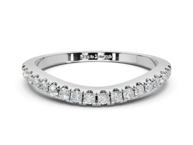 Round Lab-Grown Diamond Pavé Curved Half Eternity Wedding Band | Rounded Edges | Sterling Silver