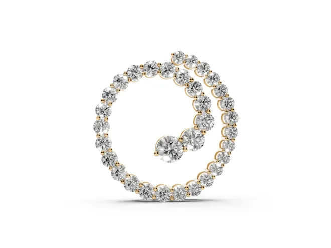 Round Lab-Grown Diamond Spiral Pendant Necklace | Two-Point Chain | Yellow Gold