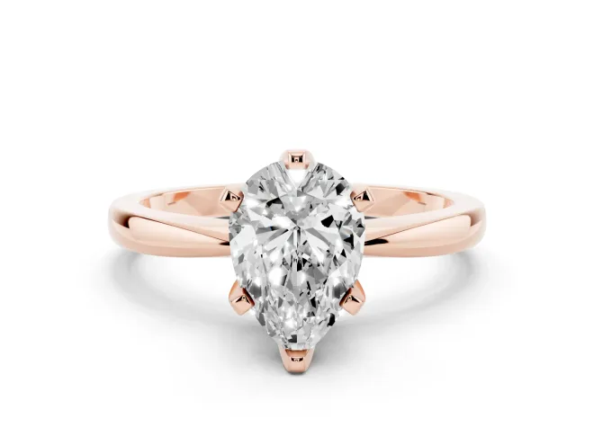 Pear-Shaped Tapered Solitaire Engagement Ring Setting | Claw Prong Head | Rose Gold
