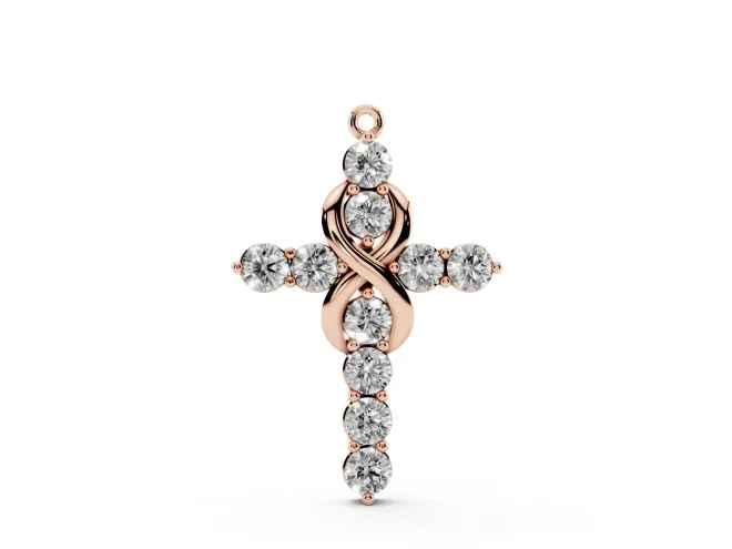 Round Lab-Grown Diamond Infinity Cross Pendant Necklace | Prong-Set Arms | Rose Gold