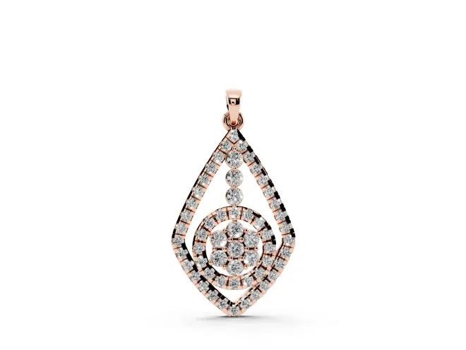 Round Lab-Grown Diamond Pavé Kite Pendant Necklace | Cluster Halo | Rose Gold