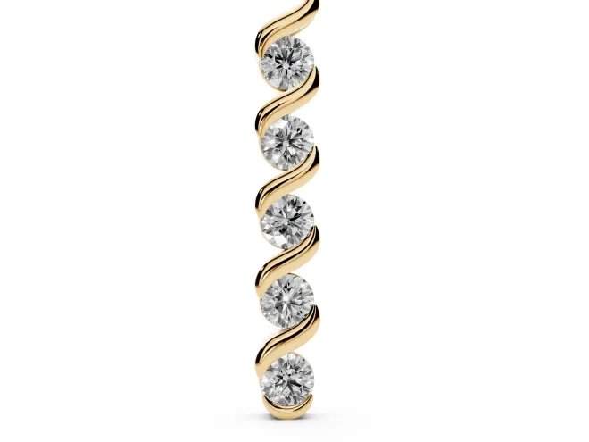 Round Lab-Grown Diamond Twist Spiral Pendant Necklace | Wrapped Ribbon | Yellow Gold