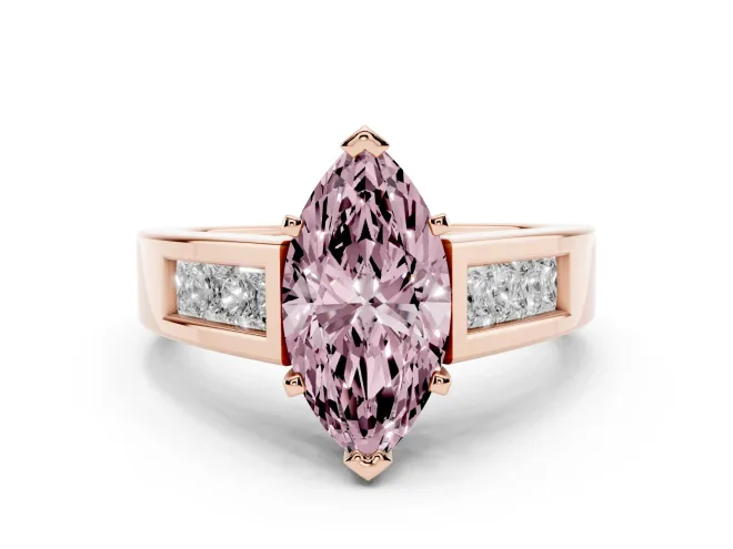 Marquise Channel-Set Engagement Ring Setting for a Fancy Pink Lab-Grown Diamond | Rose Gold