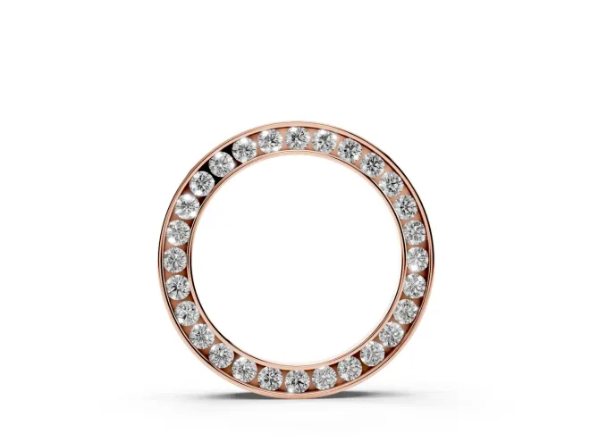 Round Lab-Grown Diamond Channel Set Open Circle Pendant Necklace | Smooth Rims | Rose Gold