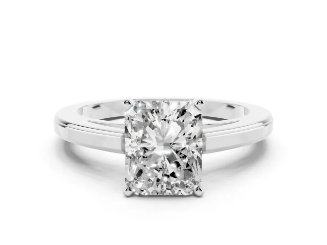 Radiant Cut Diamond Solitaire Ring Set in Silver with Prong Setting and Classic Band
