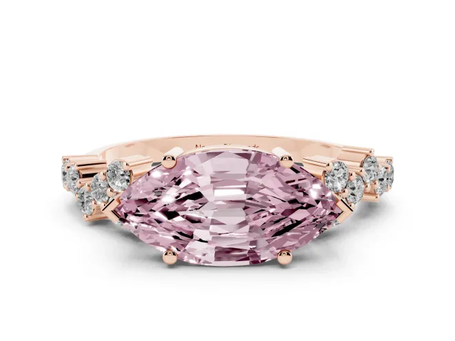 Marquise Scattered Accent Engagement Ring Setting for a Fancy Pink Lab-Grown Diamond | Rose Gold