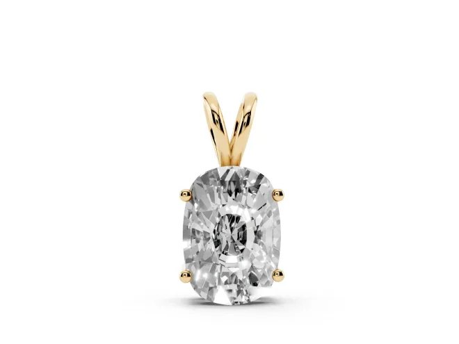 Elongated Cushion Lab-Grown Diamond Solitaire Pendant Necklace | Split Bail | Yellow Gold