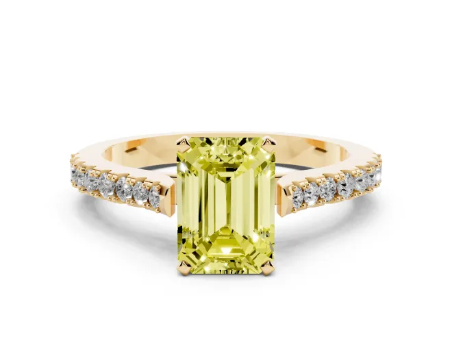 Emerald Cut Pavé Engagement Ring Setting for a Fancy Yellow Lab-Grown Diamond | Yellow Gold - Design NV-24454