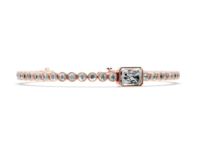 Round Lab-Grown Diamond Bezel Tennis Bracelet | Rose Gold