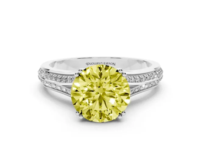 Round Split Shank Engagement Ring Setting for a Fancy Yellow Lab-Grown Diamond | Platinum