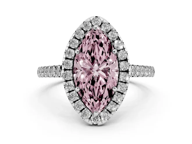Marquise Raised Halo Engagement Ring Setting for a Fancy Pink Lab-Grown Diamond | White Gold