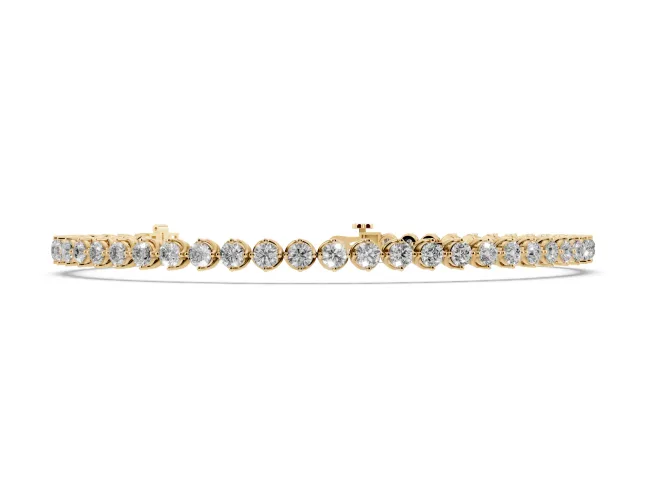 Round Lab-Grown Diamond Prong Set Tennis Bracelet | Single Row | Yellow Gold