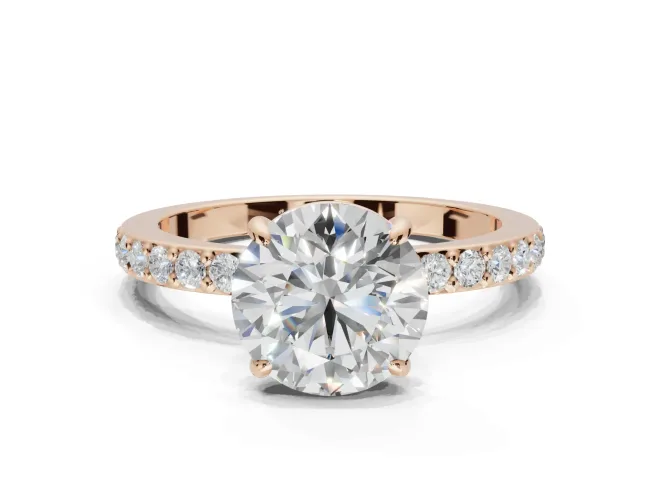 Round Hidden Halo Engagement Ring Setting | Rose Gold