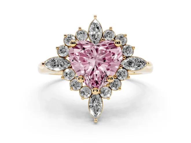 Heart-Shaped Engagement Ring Setting for a Fancy Pink Lab-Grown Diamond | Yellow Gold - Design NV-24790