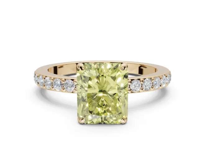 Radiant Cut Pavé Engagement Ring Setting for a Fancy Yellow Lab-Grown Diamond | Yellow Gold - Design NV-24928
