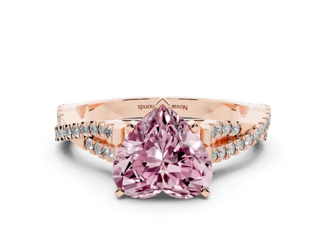 Heart-Shaped Twisted Engagement Ring Setting for a Fancy Pink Lab-Grown Diamond | Rose Gold