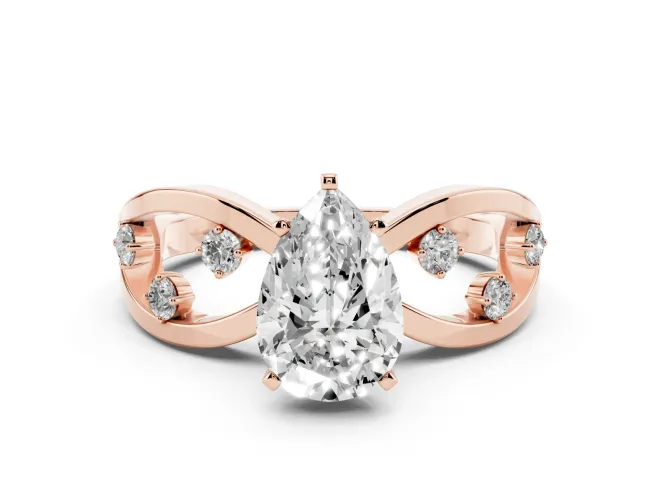 Pear-Shaped Open Loop Engagement Ring Setting | Scattered Accents | Rose Gold