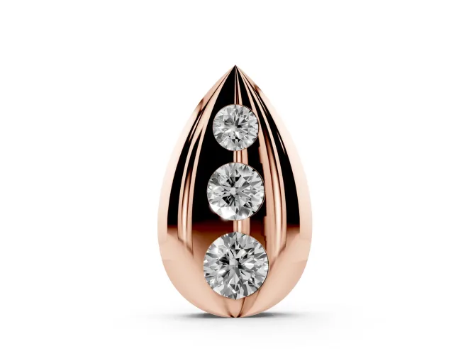 Round Lab-Grown Diamond Graduated Bezel Teardrop Pendant Necklace | Fluted Sides | Rose Gold