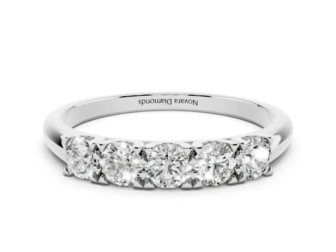 Round Lab-Grown Diamond Five-Stone Men's Wedding Band | Shared Prongs | White Gold